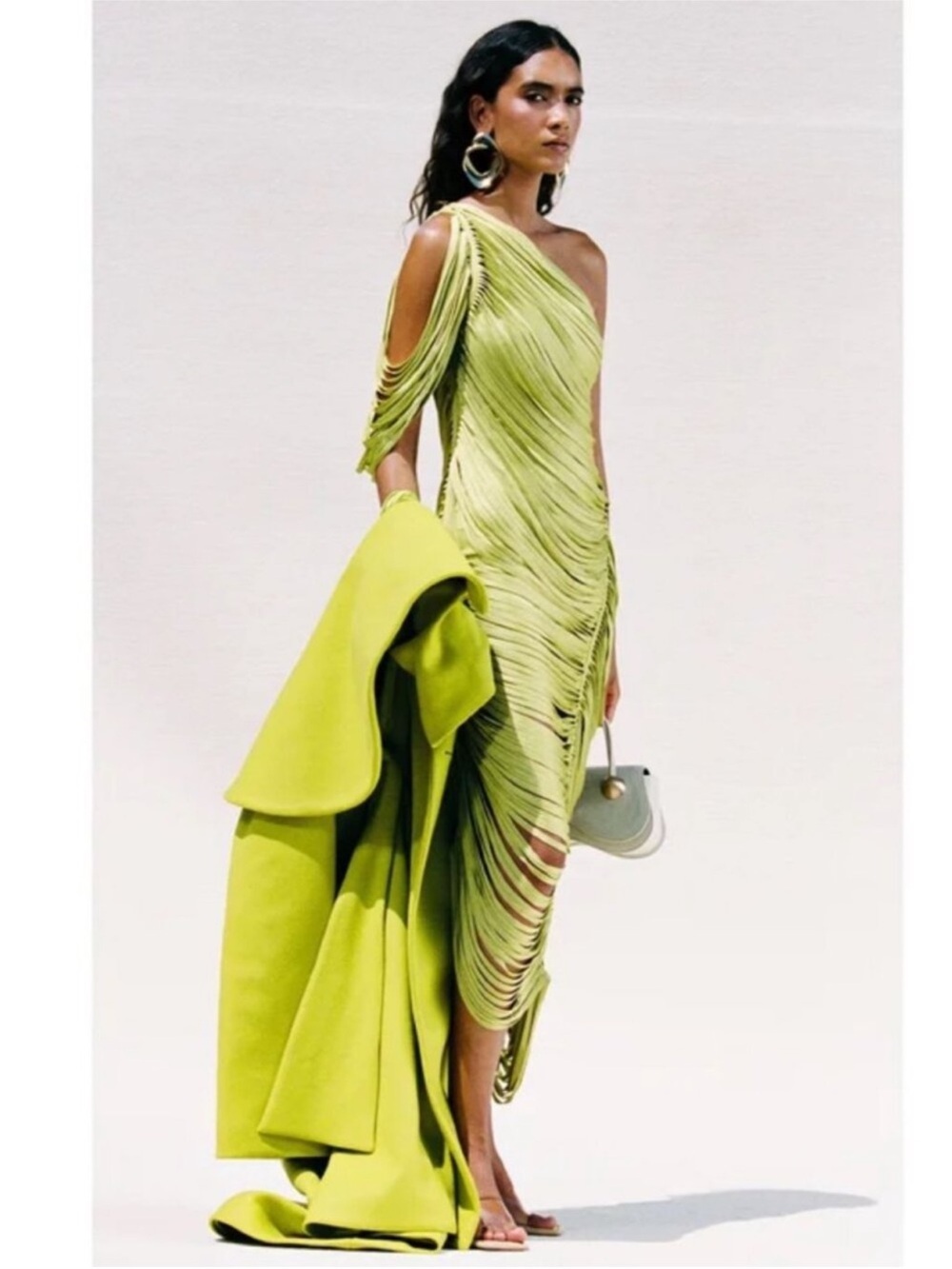 CULT GAIA Sona One-Shoulder Draped Fringe Dress SZ M NWT - Picture 8 of 8